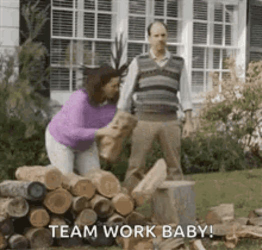 Teamwork Baby Woodcutting GIF