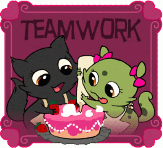 Teamwork Cats Cake GIF