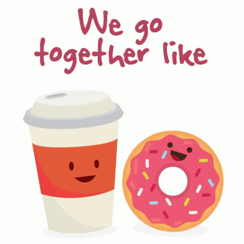 Teamwork Love Coffee Donut GIF