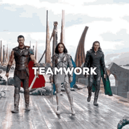 Teamwork Thor Loki Valkyrie GIF