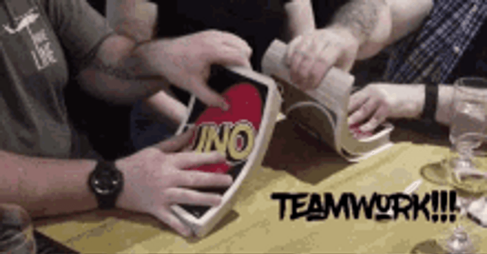 Teamwork Uno Cards Game GIF