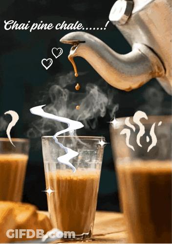 Teapot Pouring Tea Into Glass With Chai Pine Chale GIF