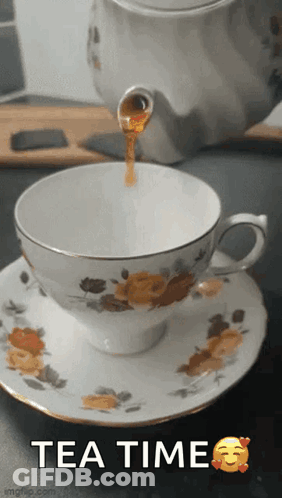 Teapot Pouring Tea Into Saucer Tea Time GIF