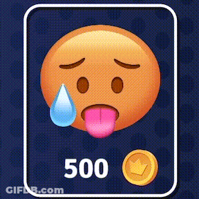 Tearful Emoji Tongue Out Next To 500 Coin GIF