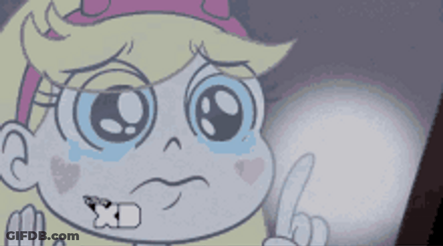Teary Eyed Star Butterfly Draws Sad Face GIF