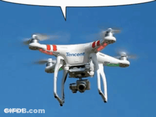 Tecent Drone Flying In Blue Sky GIF
