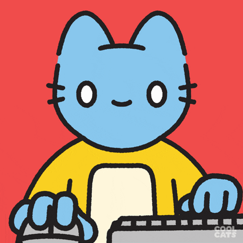 Techie Blue Cat Using Computer GIF