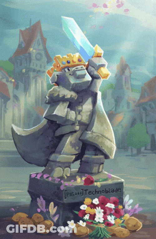 Technoblade Statue With Crystal Sword GIF