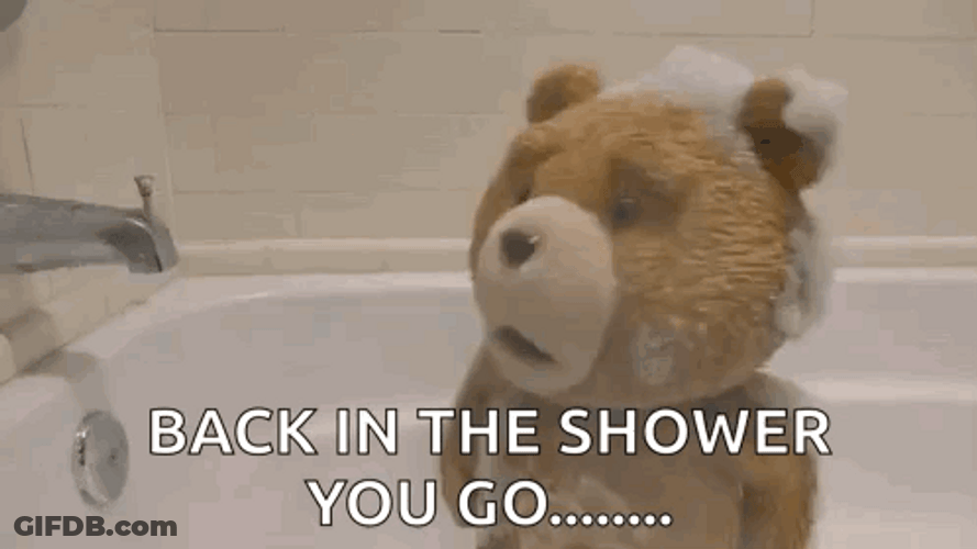 Ted Showers Back After Running GIF