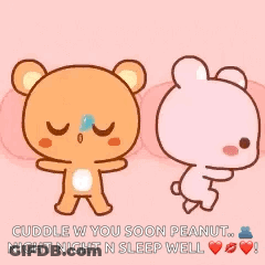 Teddy Bear And Bunny Cuddle W You Soon Peanut GIF