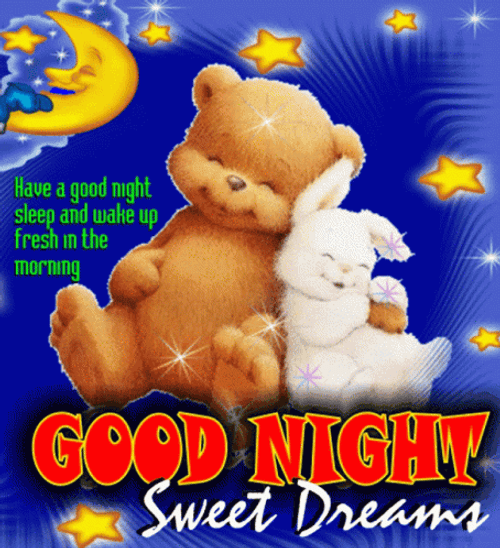 Teddy Bear And Rabbit Goodnight Sweet Dreams GIF
