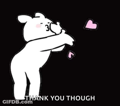 Teddy Bear Blowing Hearts Thank You GIF