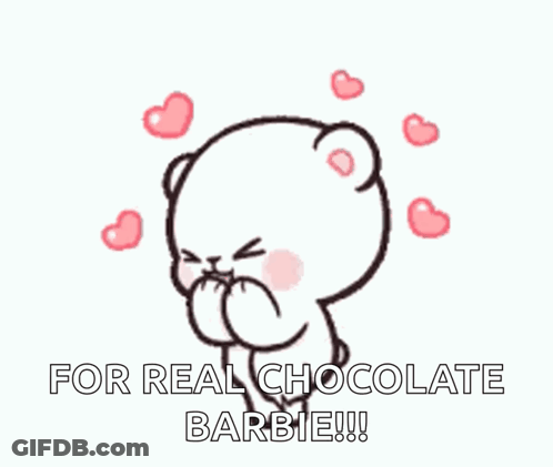 Teddy Bear Blowing Kiss For Real Chocolate Barbie GIF