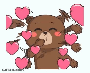 Teddy Bear Blowing Kiss With Hearts GIF