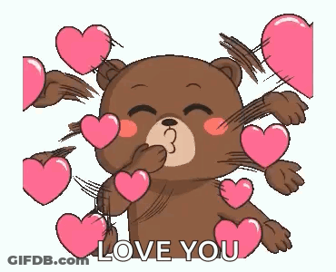 Teddy Bear Blowing Kiss With Hearts Love You GIF