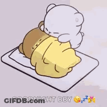 Teddy Bear Covering Another In Bed GIF