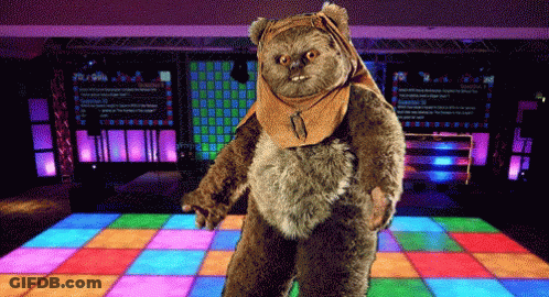 Teddy Bear Dressed As Ewok Dancing GIF