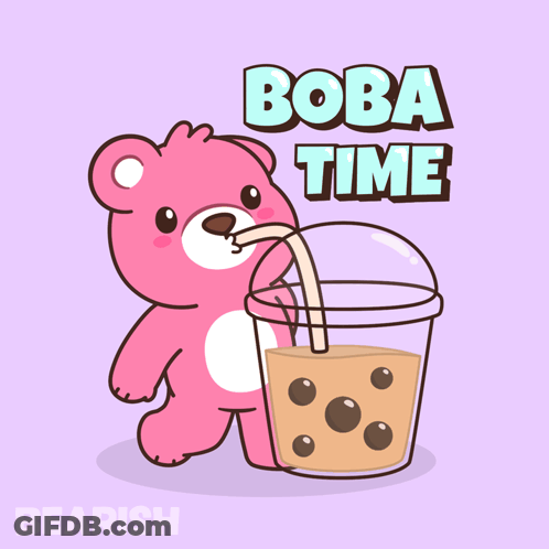 Teddy Bear Drinking Boba GIF