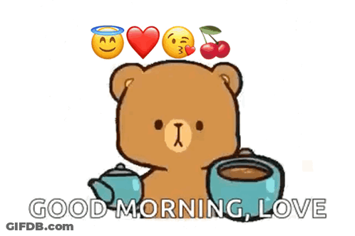 Teddy Bear Drinking Coffee Saying Good Morning Love GIF