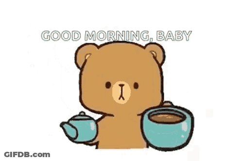 Teddy Bear Drinking Coffee Saying Good Morning GIF