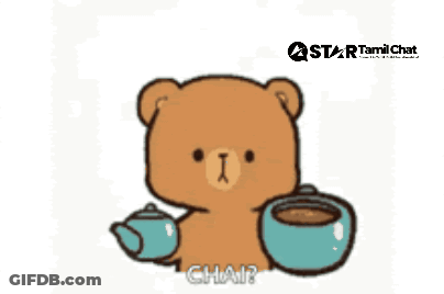 Teddy Bear Drinking Cup With Chai GIF