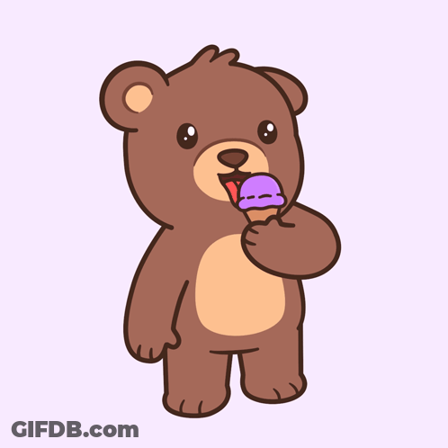 Teddy Bear Eating Ice Cream Cone GIF
