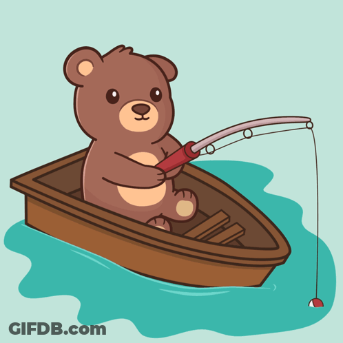 Teddy Bear Fishing In Boat GIF
