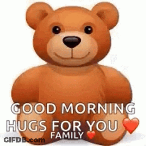 Teddy Bear Good Morning Hugs For You Family GIF