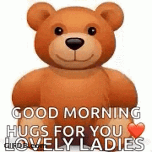 Teddy Bear Good Morning Hugs For You Lovely Ladies GIF