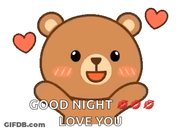 Teddy Bear Hearts Kisses Good Night I Love You GIF