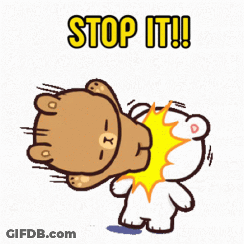 Teddy Bear Hitting Another Teddy Bear Stop It GIF