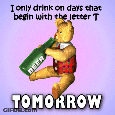 Teddy Bear Holding Beer Bottle Saying Beer GIF