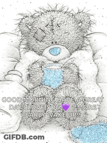 Teddy Bear Holding Coffee Saying Good Morning GIF