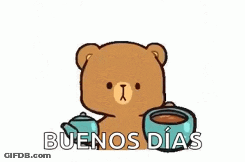 Teddy Bear Holding Cup Of Coffee GIF