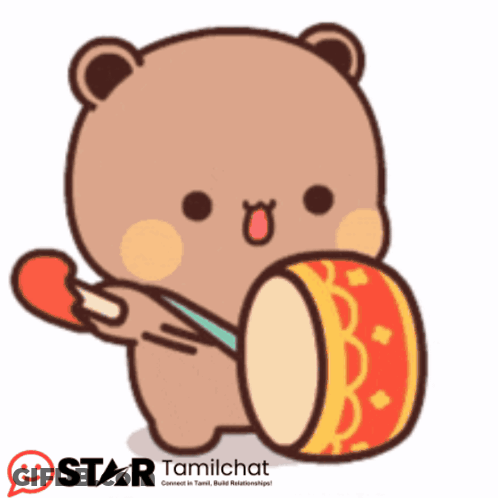 Teddy Bear Holding Drum With Star Tamilchat GIF