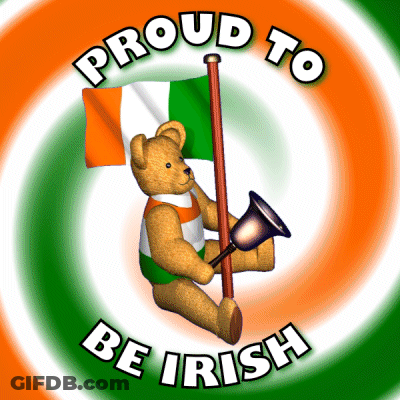 Teddy Bear Holding Flag And Bell Saying Proud To Be Irish GIF