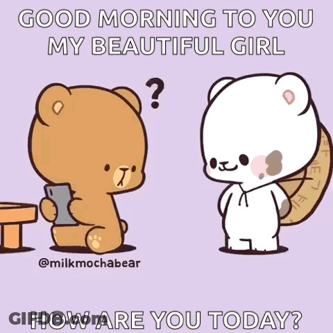 Teddy Bear Holding Flower Saying Good Morning GIF