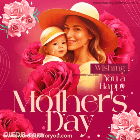 Teddy Bear Holding Flowers Saying Happy Mothers Day To My Rite Girls GIF