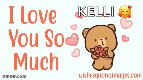 Teddy Bear Holding Flowers Saying I Love You So Much GIF