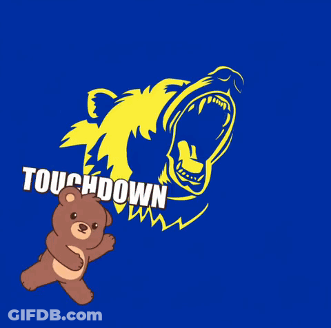 Teddy Bear Holding Football Saying Touchdown GIF