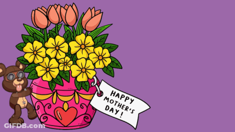 Teddy Bear Holding Happy Mother's Day Sign GIF