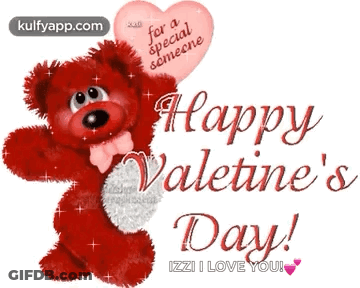 Teddy Bear Holding Heart Balloon For Someone GIF
