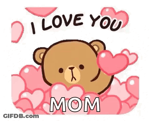 Teddy Bear Holding Heart Saying I Love You Mom GIF