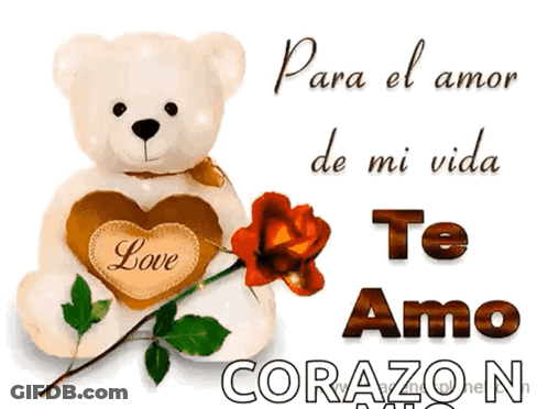 Teddy Bear Holding Heart Saying Love GIF