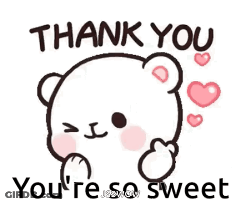 Teddy Bear Holding Heart Saying Thank You You're So Sweet GIF