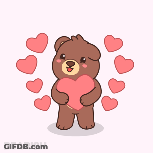 Teddy Bear Holding Heart With Hearts Bearish GIF