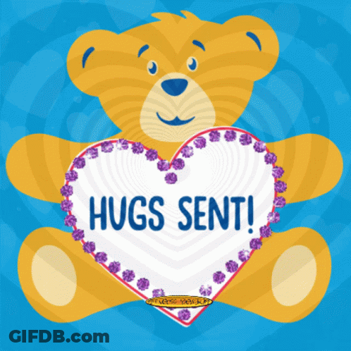 Teddy Bear Holding Heart With Hugs GIF