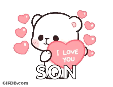 Teddy Bear Holding I Love You Son Heart GIF