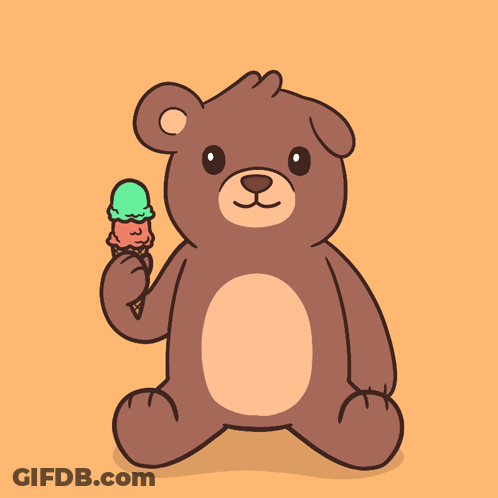 Teddy Bear Holding Ice Cream Cone GIF