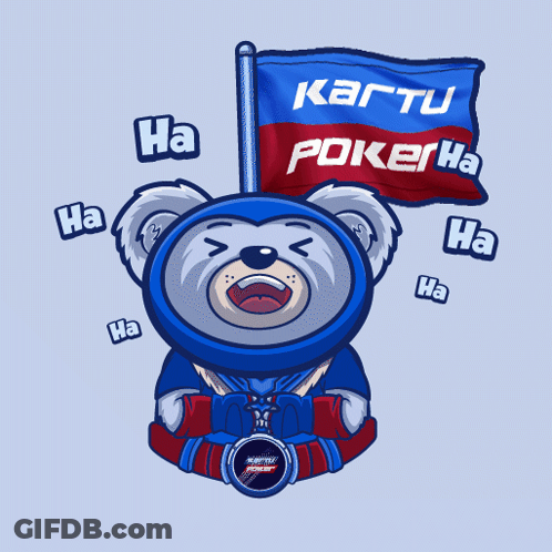 Teddy Bear Holding Kartu Poker Flag GIF